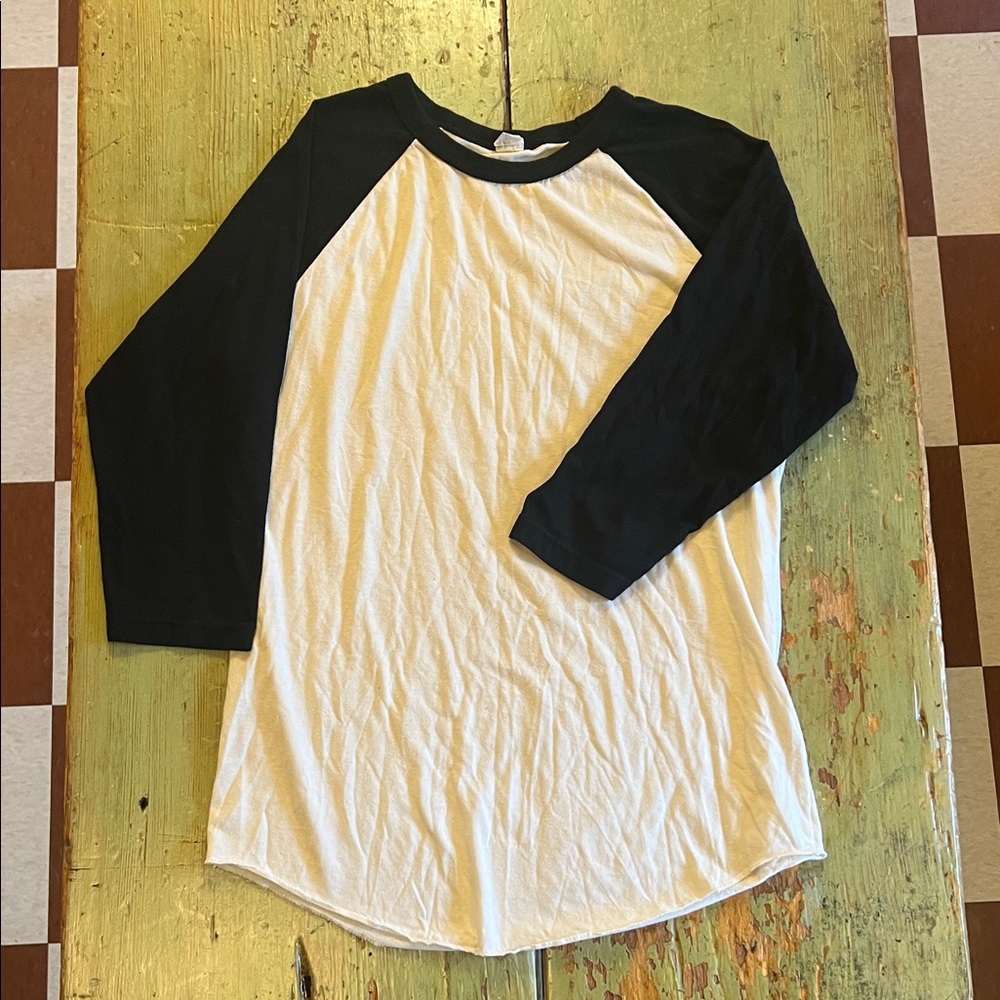 Black and White Long Sleeve Raglan Tee